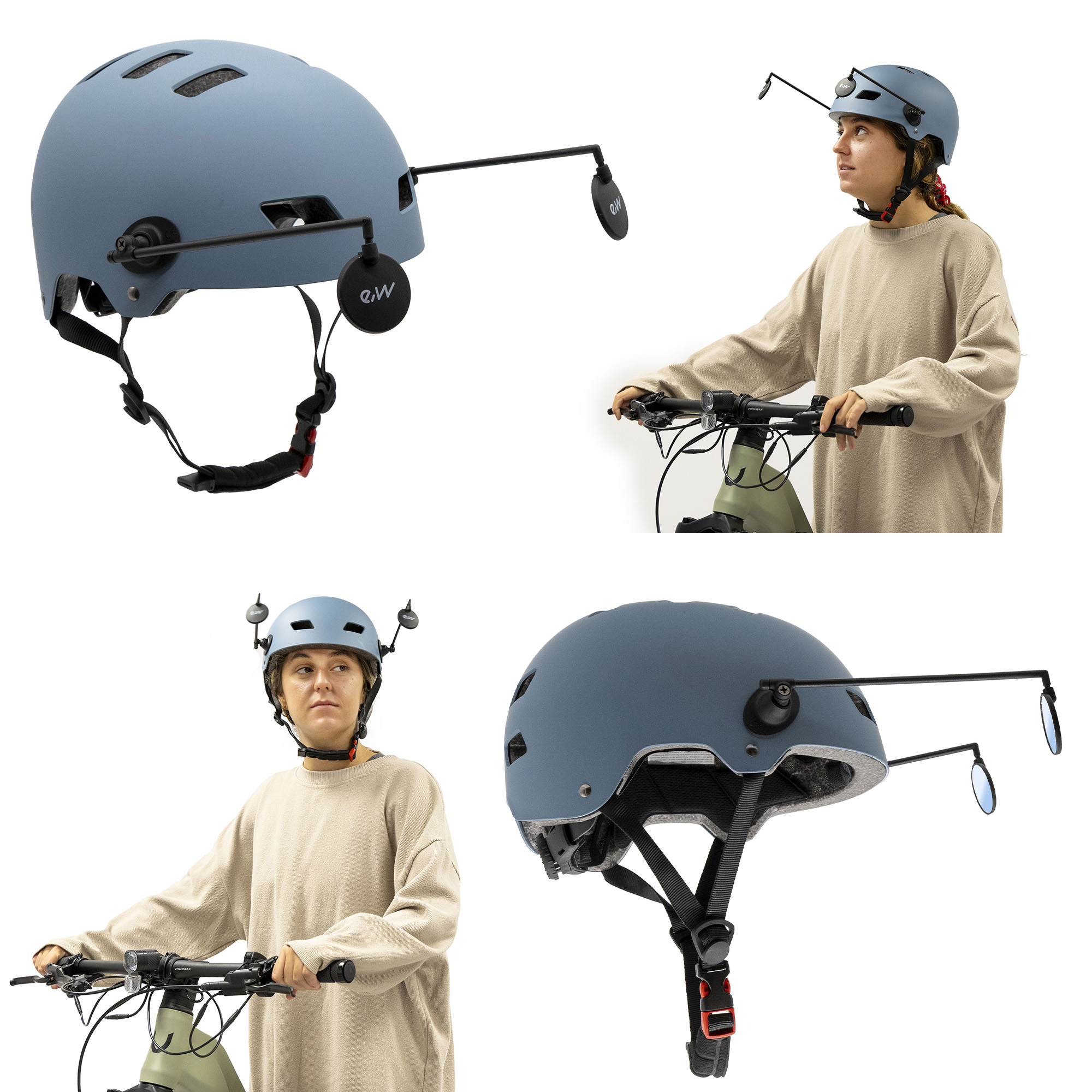 Espejo retrovisor lateral EWR002 para casco - ajustable y desmontable - RuedaQrueda