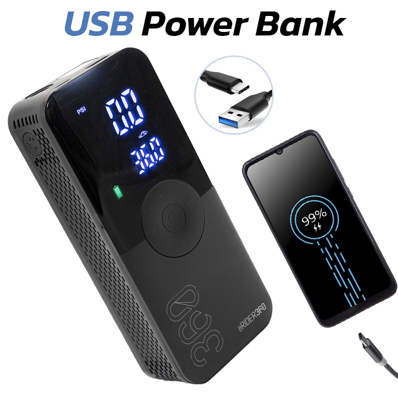 AIR-002 Inflador eléctrico premium portátil función Power Bank - RuedaQrueda