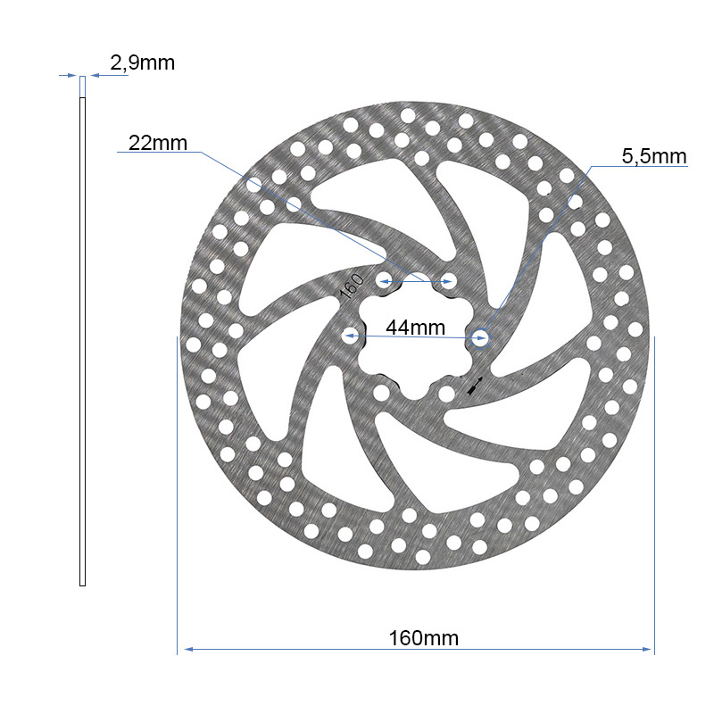 Disco de freno reforzado (2,9mm grosor) - 160mm - 6H - RuedaQrueda