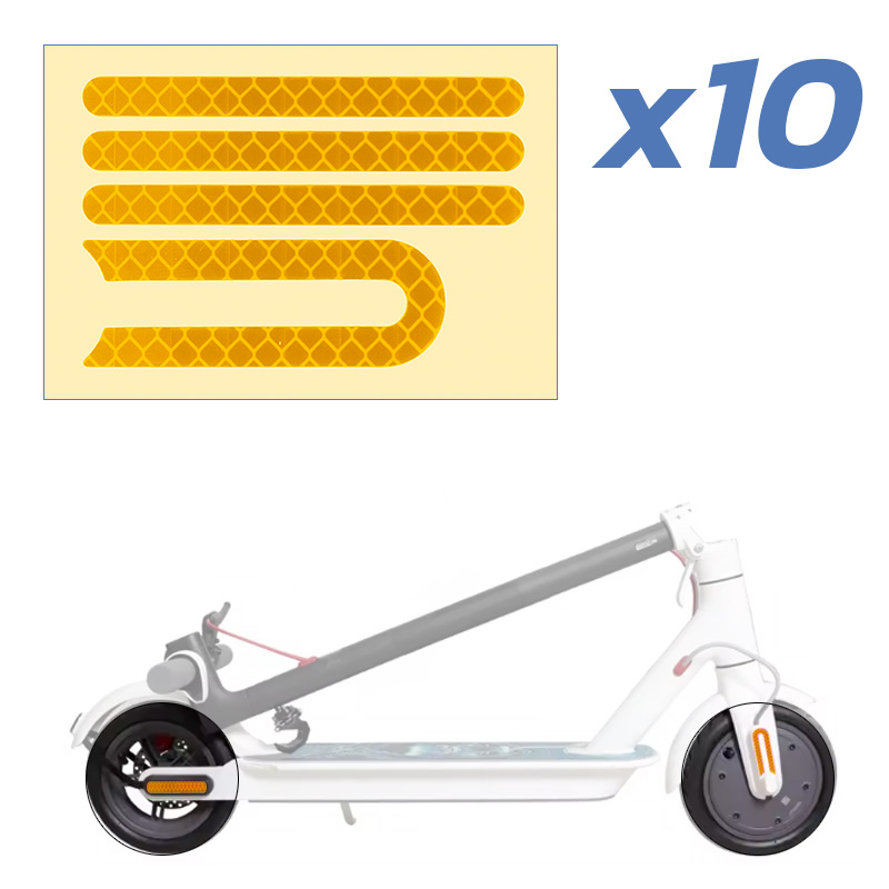 Adhesivo reflectante dorado para patinete Xiaomi M365 y Pro pack de 10 - RuedaQrueda