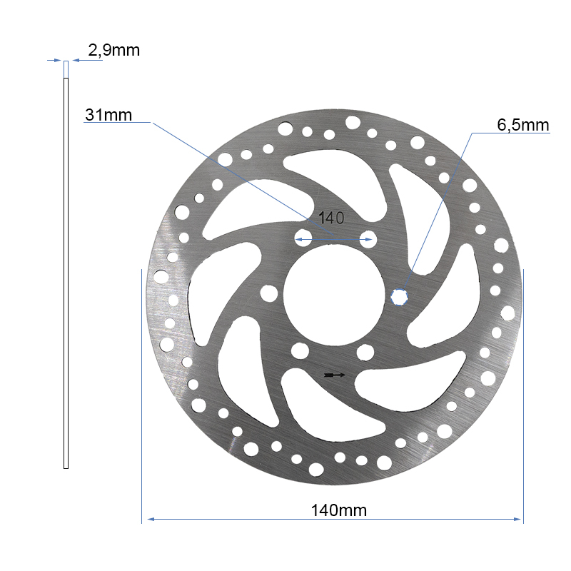 Disco de freno R6,2 140mm 6H plata - 48mm con grosor 2,9mm - RuedaQrueda
