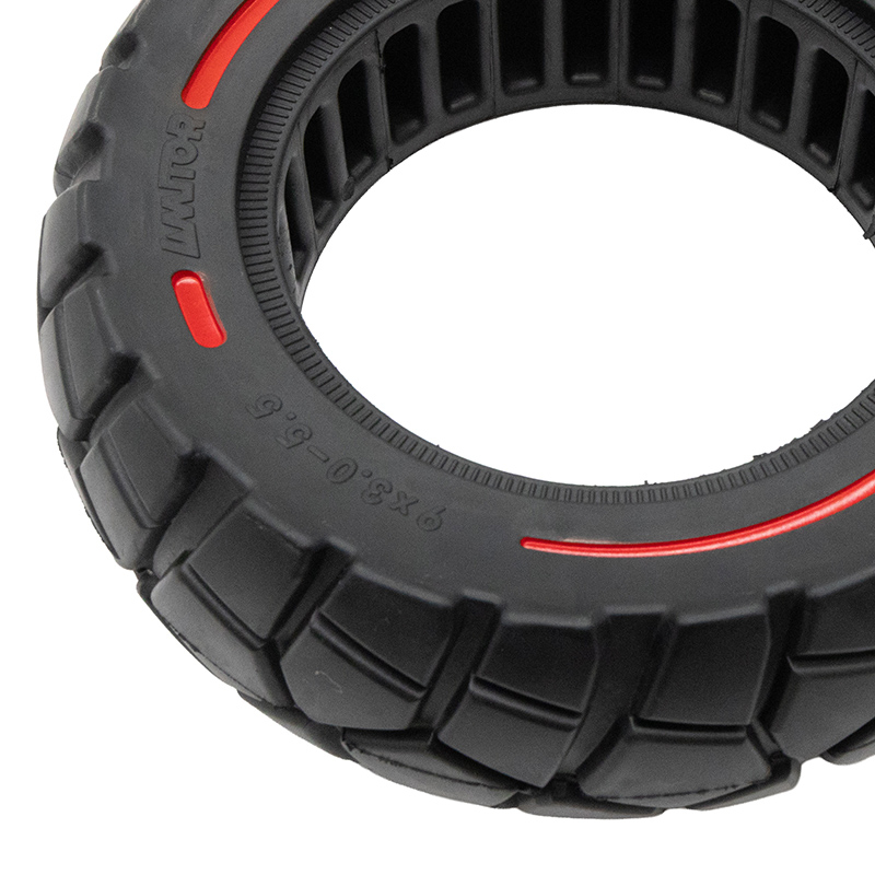 Rueda maciza 9x3-5,5 línea roja-negra [Amitor] - RuedaQrueda