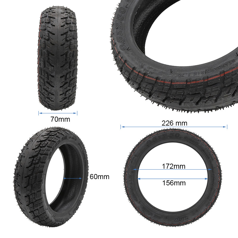 Pneu Tubeless off-road 9,5×2,50 con válvula - RuedaQrueda
