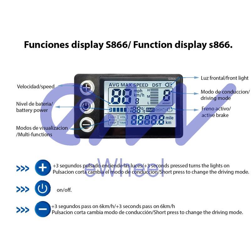 Display S866 con conector waterproof [Ewheel]