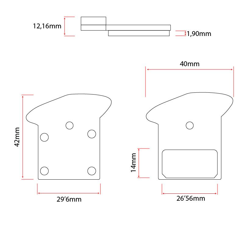 Pastilla de freno RS002-R de resina rectangular con disipador [NUTT]