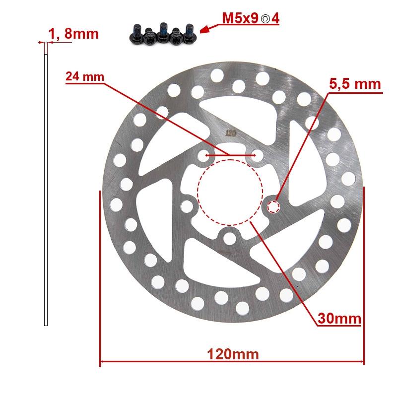 Disco de freno 120mm 5H plata para Xiaomi M365, Essential, 1S, Pro/2