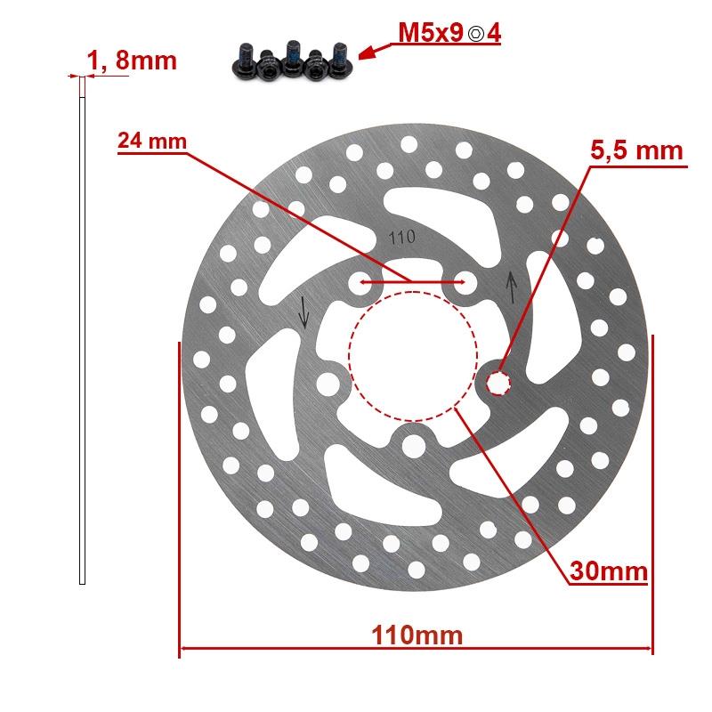 Disco de freno DV5-2 110mm 5H plata para Xiaomi Essential y 1S modelo nuevo - RuedaQrueda