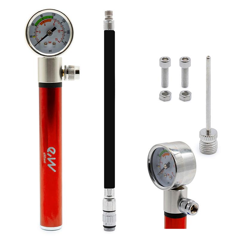 Inflador manual con manómetro EWAP-006 rojo - RuedaQrueda