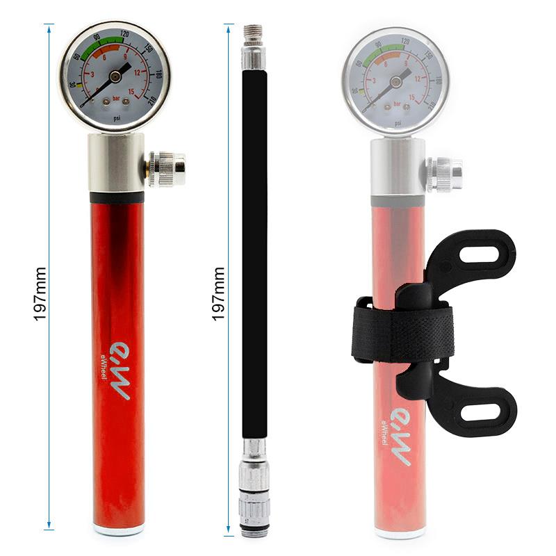 Inflador manual con manómetro EWAP-006 rojo - RuedaQrueda