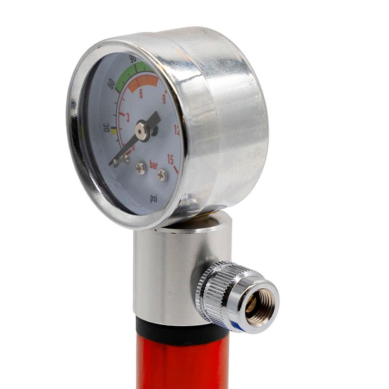 Inflador manual con manómetro EWAP-006 rojo - RuedaQrueda