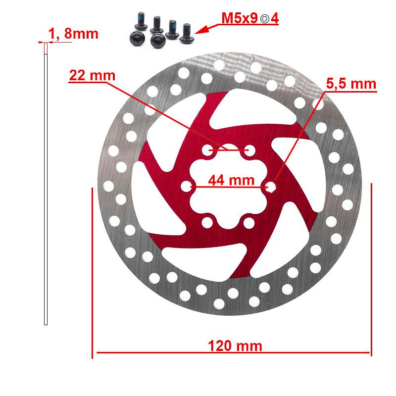 Disco de freno 120mm 6H rojo - RuedaQrueda