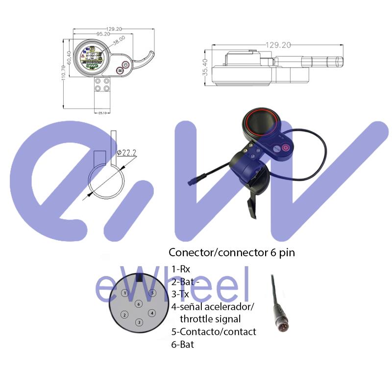 Display QS-S4 6 pin con acelerador de pulgar - RuedaQrueda