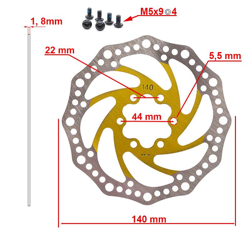 Disco de freno R6.1 140mm 6H amarillo - RuedaQrueda