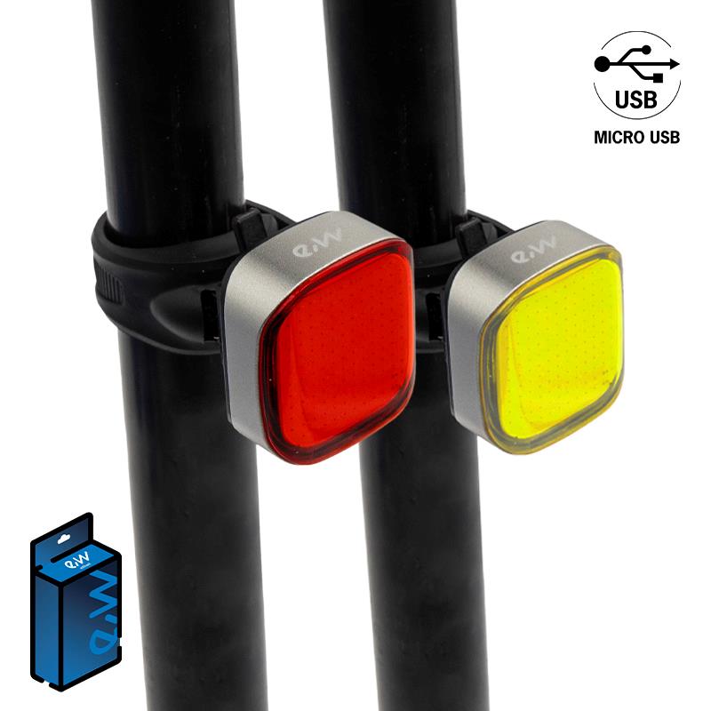 Juego de luces frontal y trasera recargable EWL004 alta potencia - RuedaQrueda