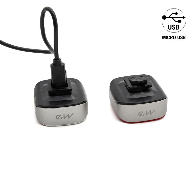 Juego de luces frontal y trasera recargable EWL004 alta potencia - RuedaQrueda