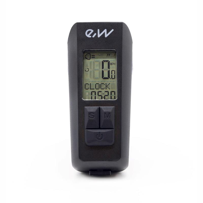 Luz led frontal recargable EWL011 con display de velocidad,temperatura,hora y Km - RuedaQrueda