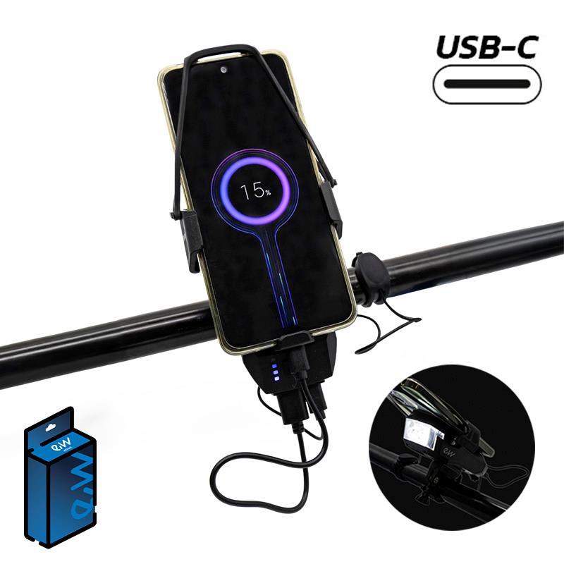 Soporte móvil EWS009 con powerbank, bocina y luz - RuedaQrueda