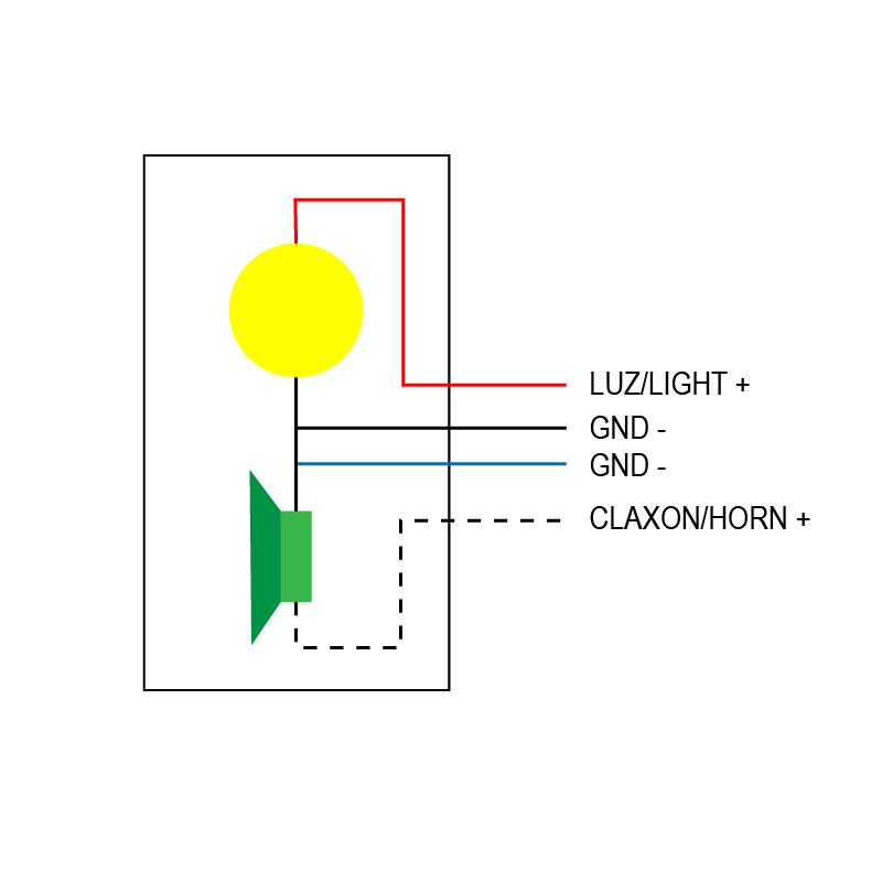 Faro led con claxon negro 36V-60V con conector SM - RuedaQrueda