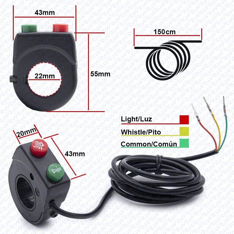 Botonera para Luz/claxon 2F - RuedaQrueda