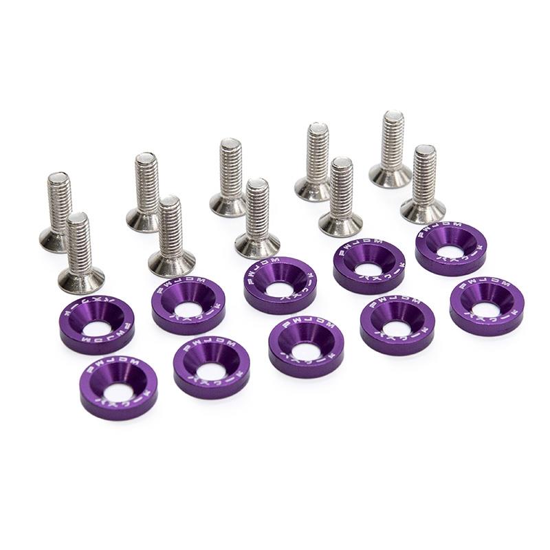 Arandela JDM violeta con tornillos M6x16 - 10uds - RuedaQrueda