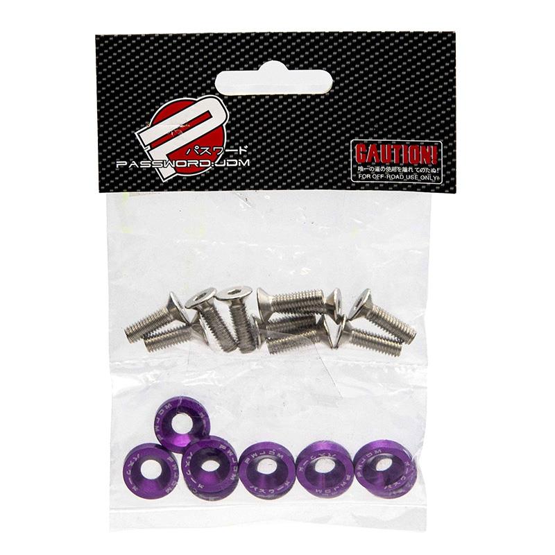 Arandela JDM violeta con tornillos M6x16 - 10uds - RuedaQrueda