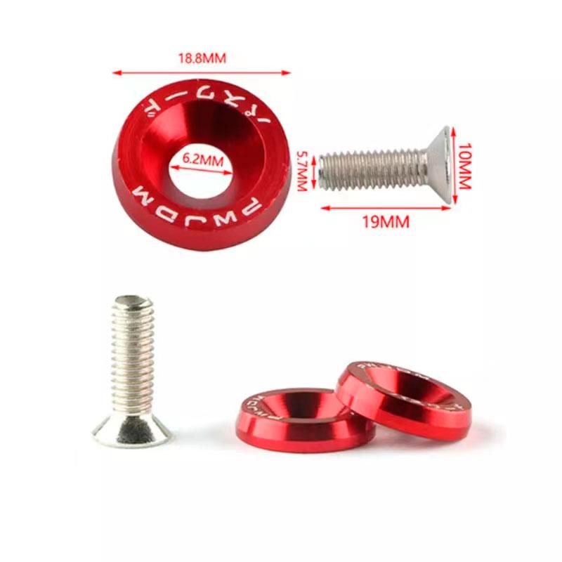 Arandela JDM roja con tornillos M6x16  - 10uds - RuedaQrueda