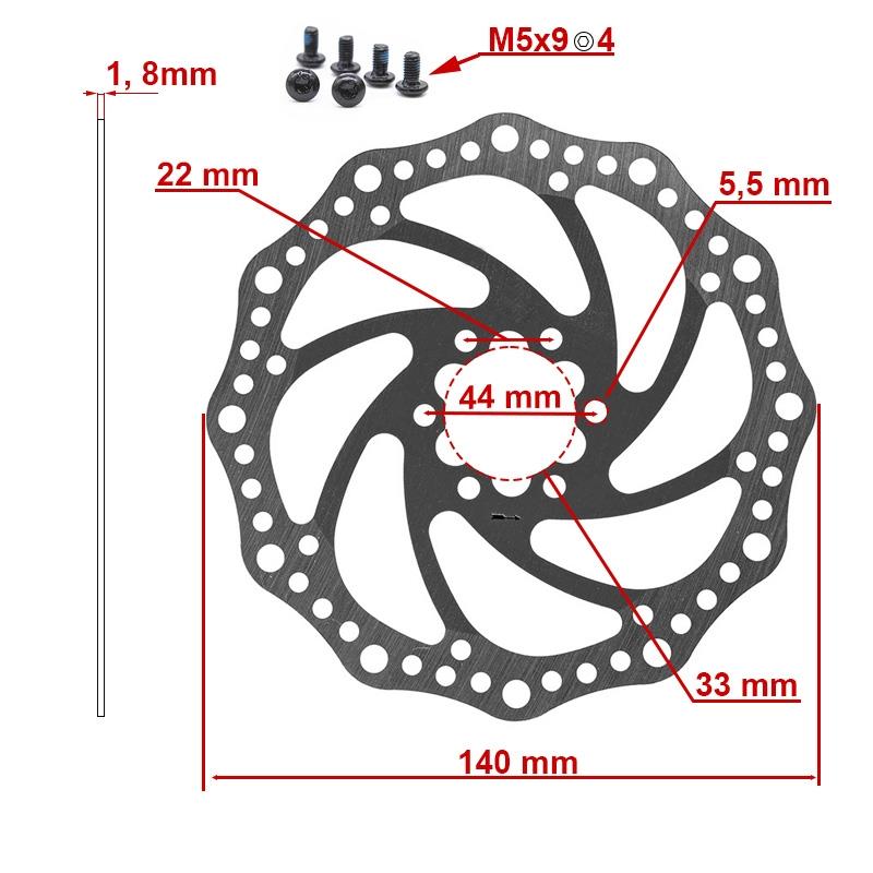 Disco de freno R6.1 140mm 6H rojo - RuedaQrueda