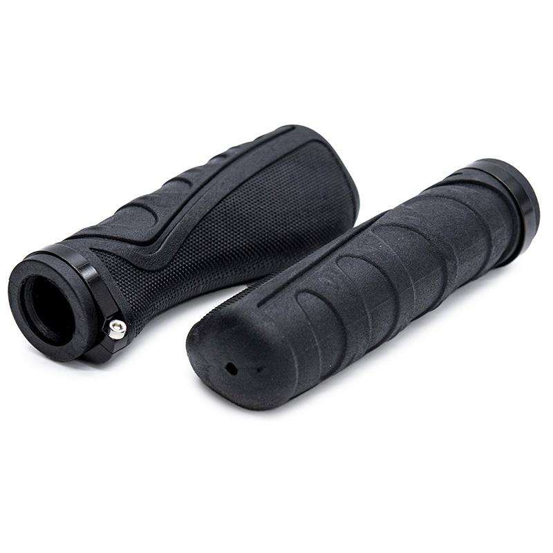 Puños de silicona ergonómicos con bloqueo negros - 2 uds - RuedaQrueda