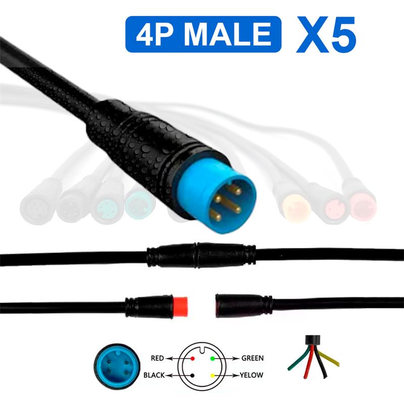 Conector waterproof 8mm 4 pin - 5M - RuedaQrueda