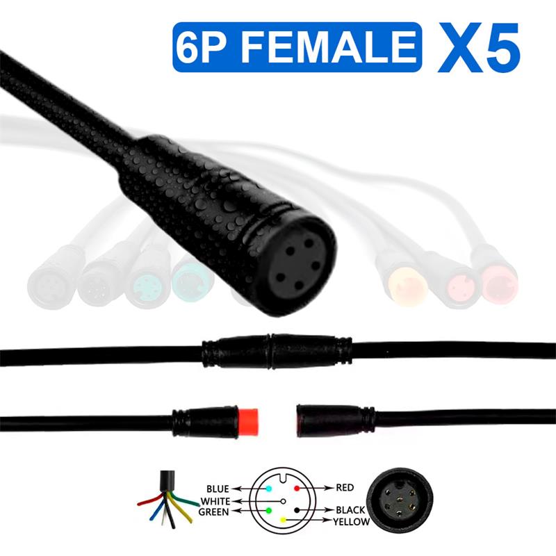 Conector waterproof 8mm 6 pin - 5F - RuedaQrueda