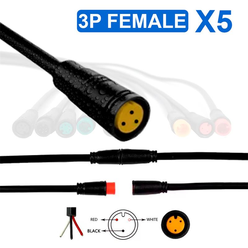 Conector waterproof 8mm 3 pin - 5F - RuedaQrueda