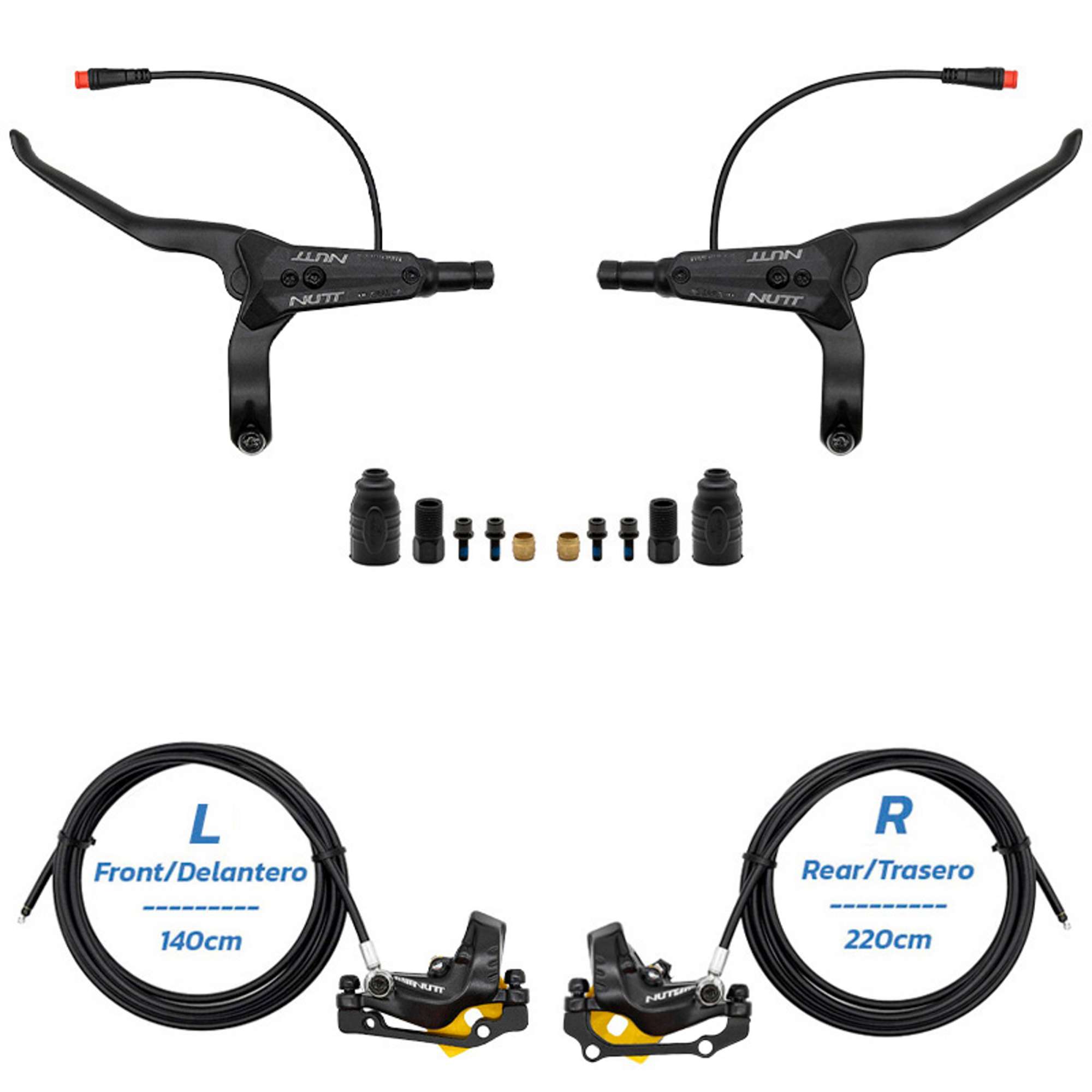 Kit de freno hidráulico negro Y5 Delantero L trasero R [NUTT] - RuedaQrueda