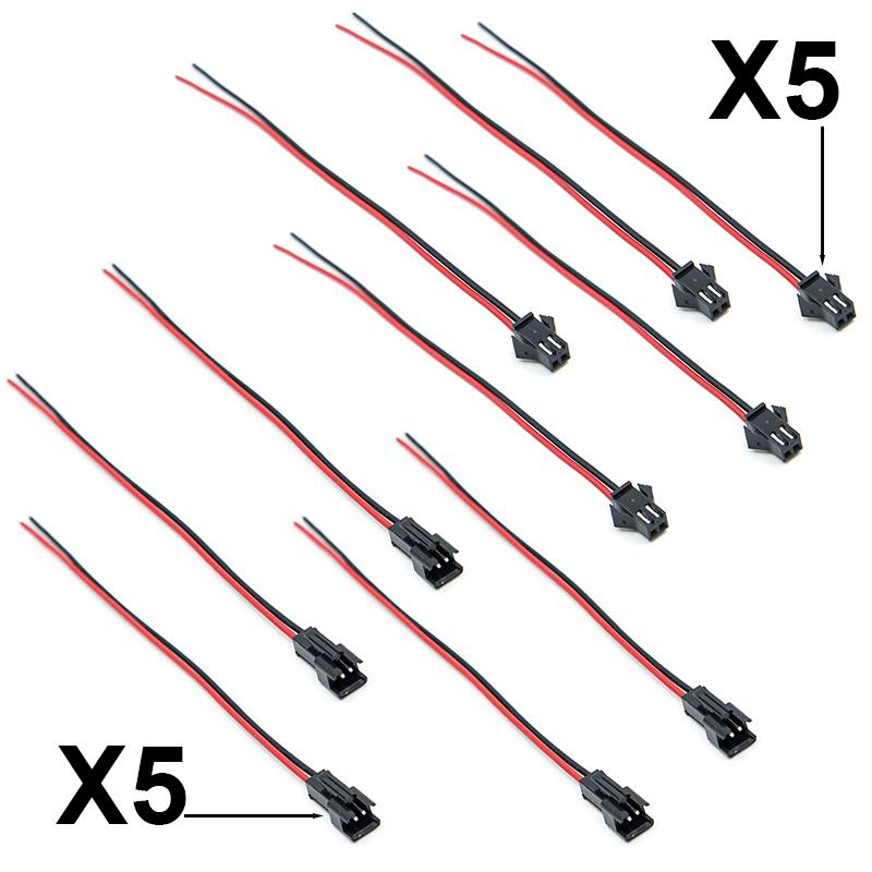 Conector SM 2 pin con cable 22 AWG - 5M/5H - RuedaQrueda