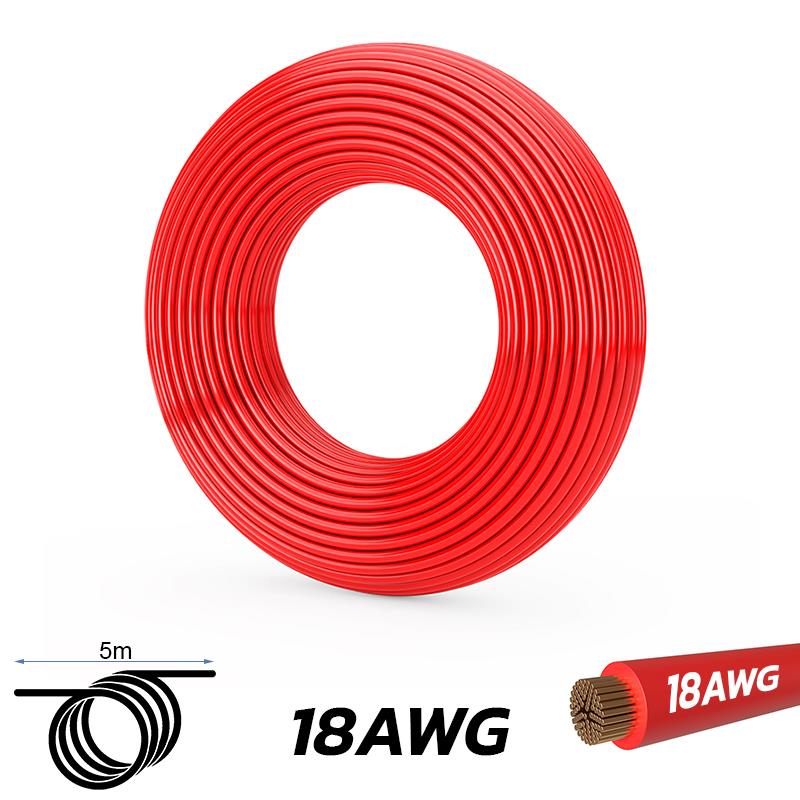 Câble rouge 18 AWG - 5M