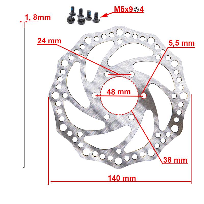 Disco de freno R6,2 140mm 6H plata - 48mm