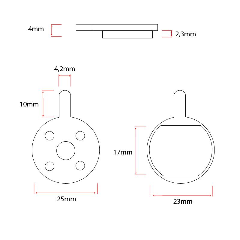 Pastilla de freno CT008-R de resina redonda con tetón - RuedaQrueda