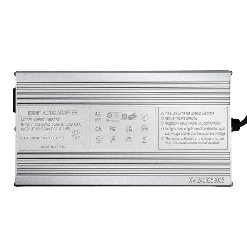 Cargador 52V (salida 58,8v) 7A conector GX16 - RuedaQrueda