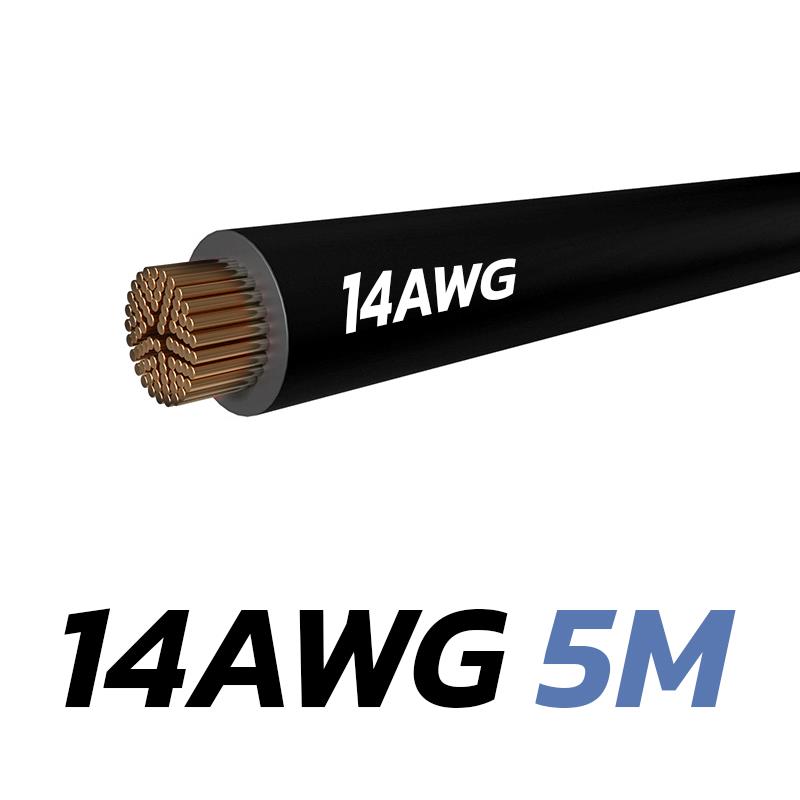 Cable negro 14 AWG - 5M - RuedaQrueda