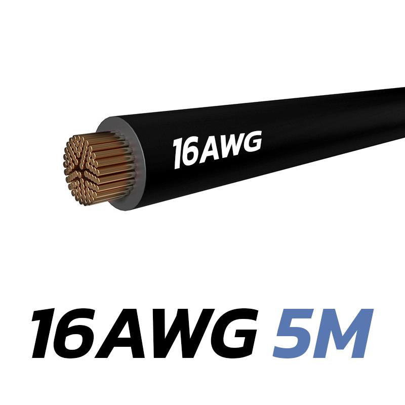 Cable negro 16 AWG - 5M - RuedaQrueda