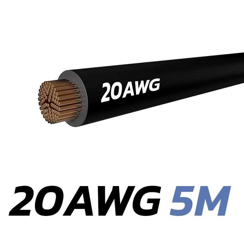 Cable negro 20 AWG - 5M - RuedaQrueda