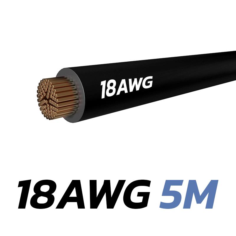 Cable negro 18 AWG - 5M - RuedaQrueda