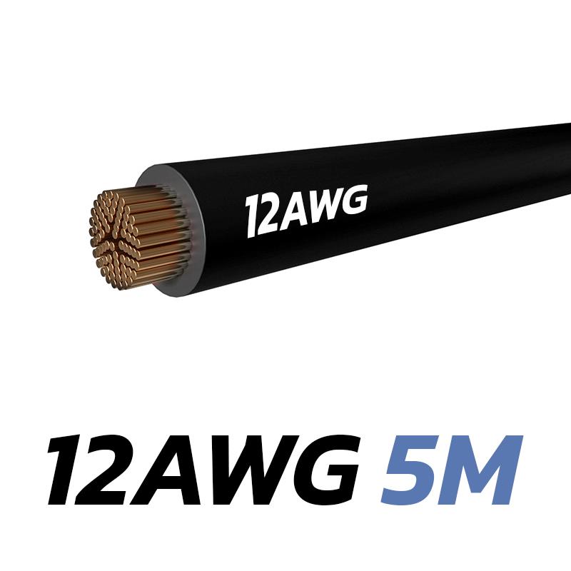 Cable negro 12 AWG - 5M - RuedaQrueda