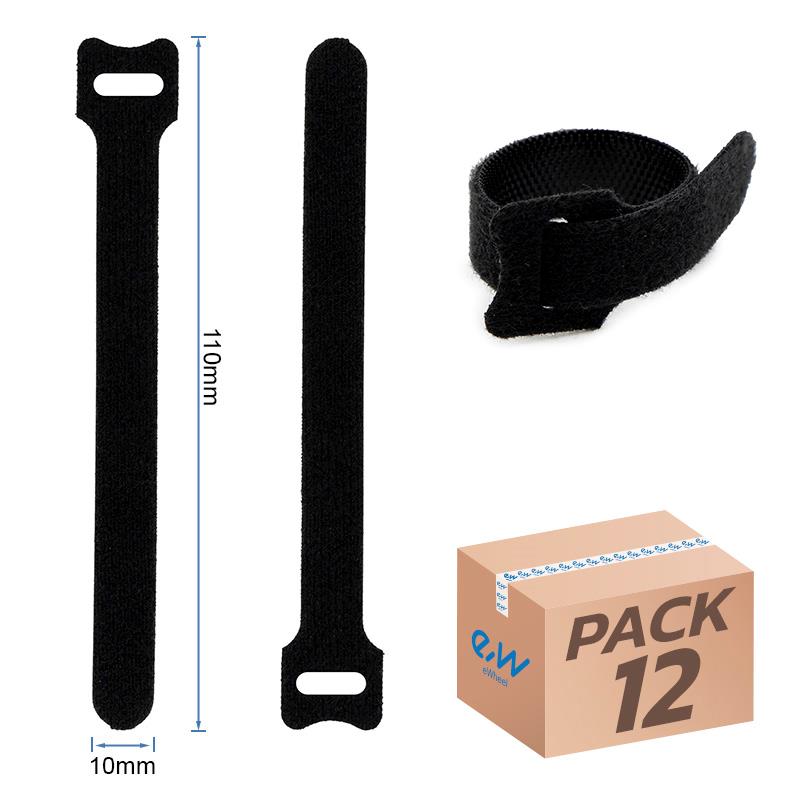 Tira de velcro sujetacables negra - 10 x 110mm - RuedaQrueda