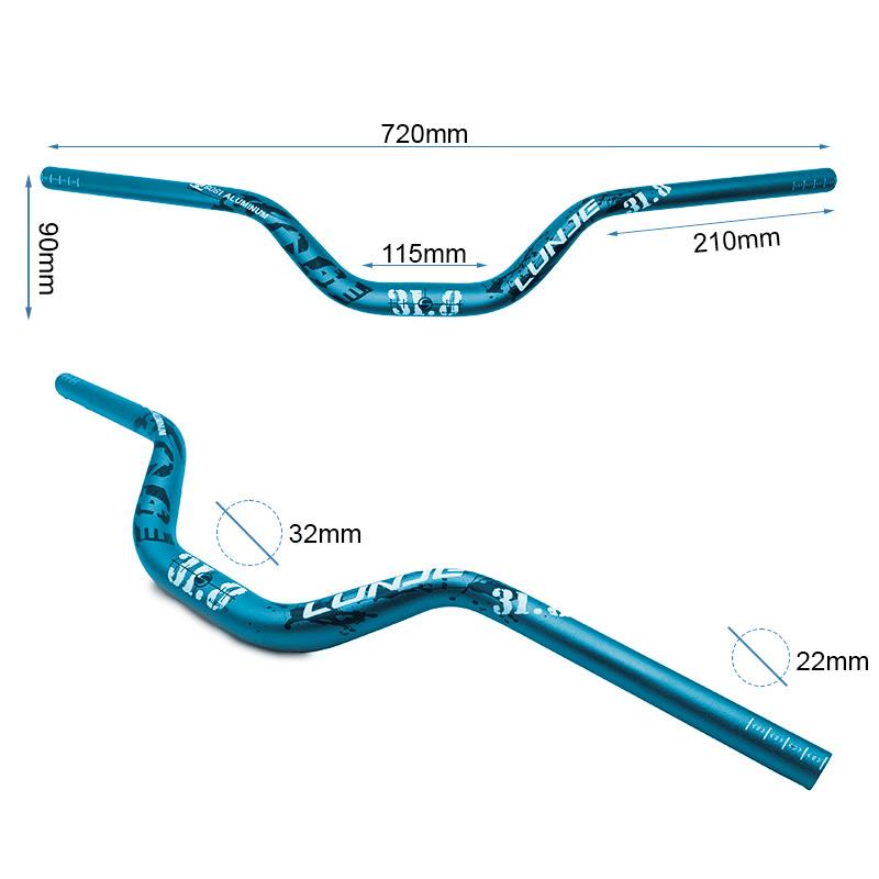 Manillar de 720mm con elevación 90mm azul - RuedaQrueda