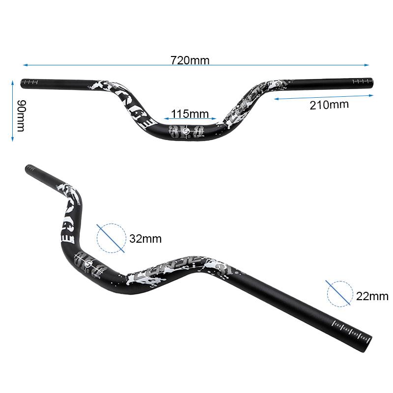 Manillar de 720mm con elevación 90mm negro - RuedaQrueda