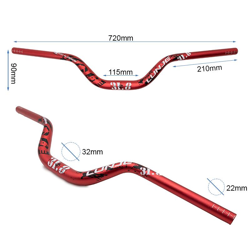 Manillar de 720mm con elevación 90mm rojo - RuedaQrueda