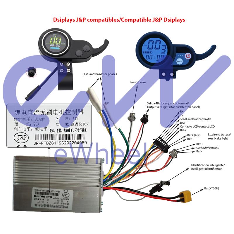 Controladora 48V 28A 1200W LCD JP [J&P] - RuedaQrueda