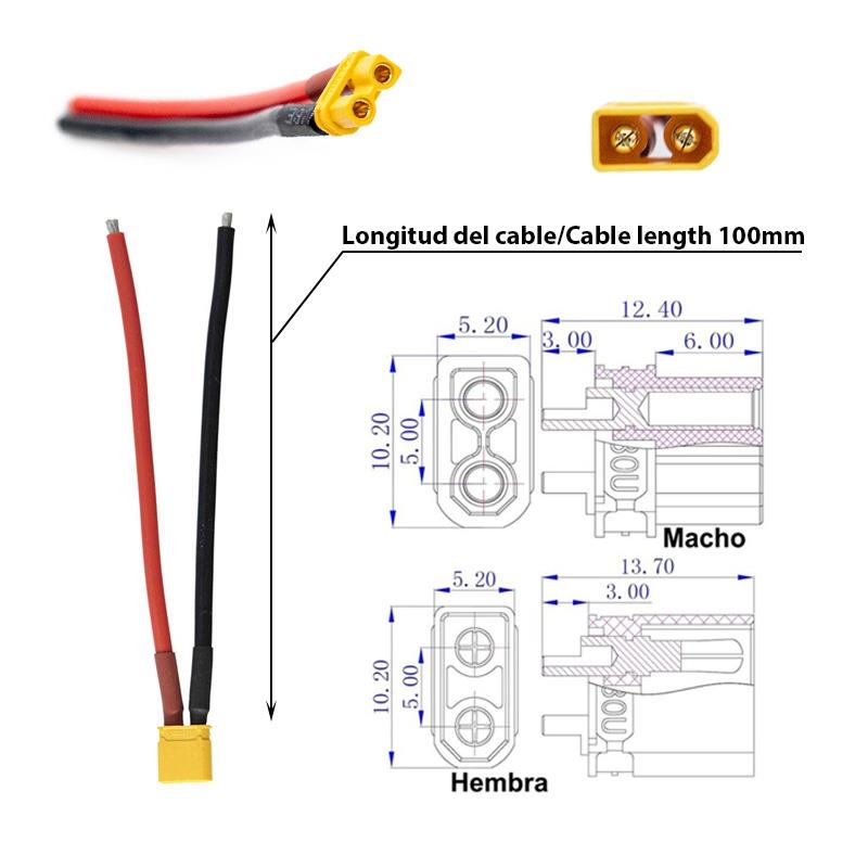 Cable con conector XT30 Amass - 5P (5M/5F) - RuedaQrueda
