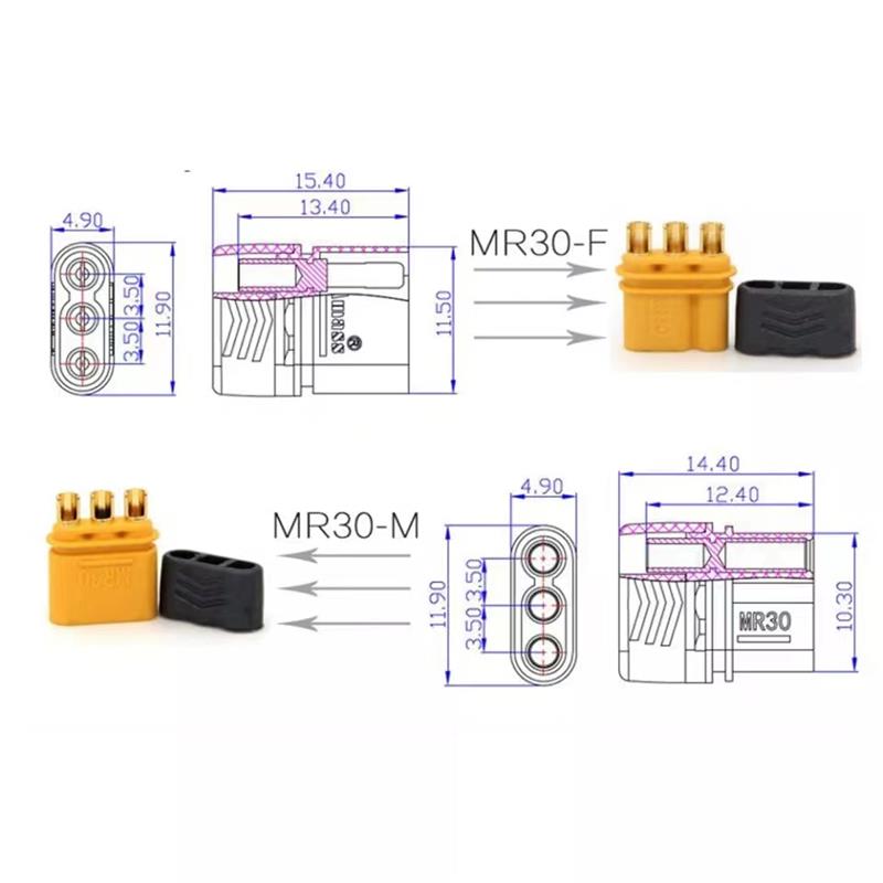 Conector MR30 Amass con protector - 5M/5F - RuedaQrueda
