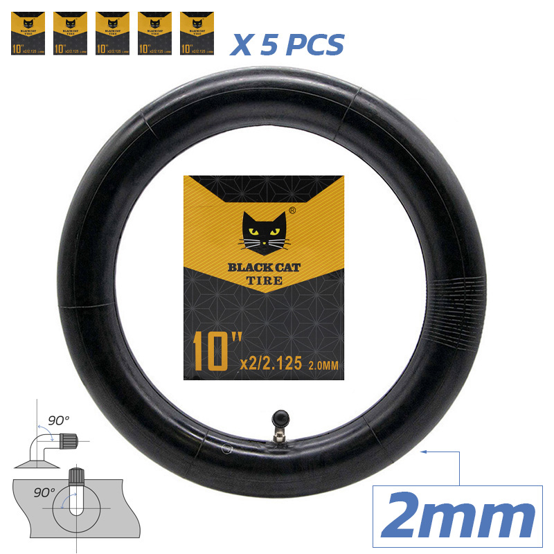 Chambre à air premium 2,0 mm d'épaisseur 10x2/2,125 Valve 90x90º - 5pcs [Black cat]